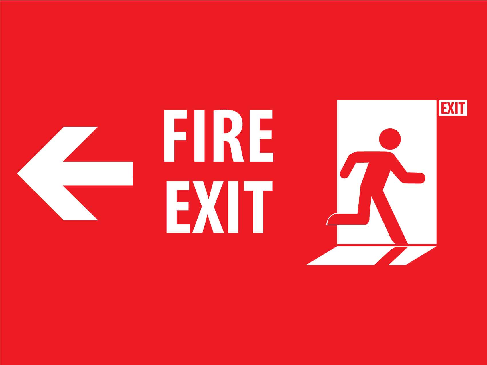Fire Exit with Icon (Left Arrow) Sign - New Signs