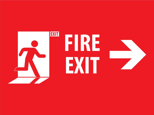 Fire Exit with Icon (Right Arrow) Sign - New Signs