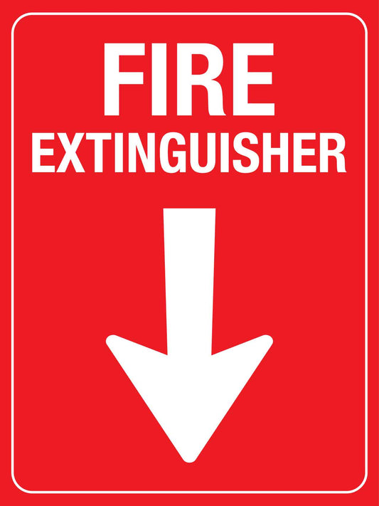 Fire Extinguisher Arrow Down Sign - New Signs