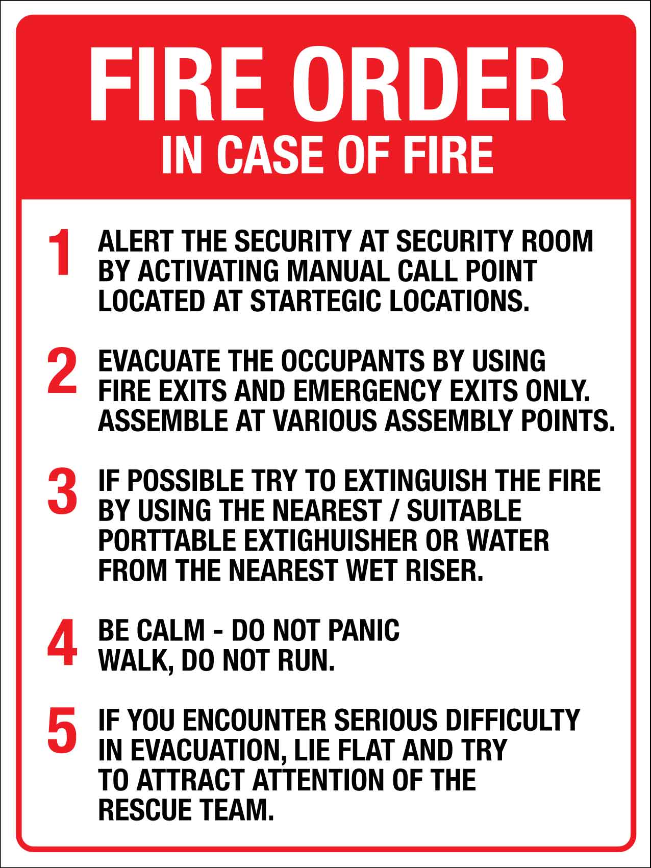 Fire Order Sign - New Signs