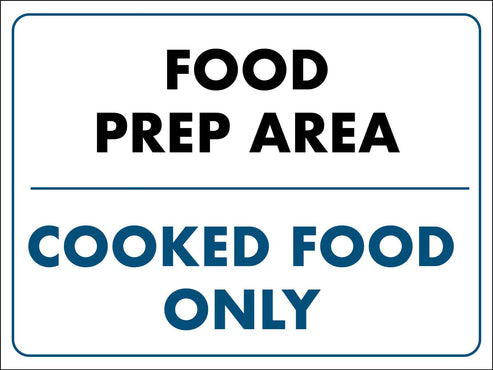 Food Prep Area Cooked Food Only Sign – New Signs
