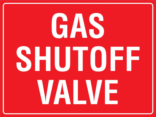 Gas ShutOff Valve Sign - New Signs