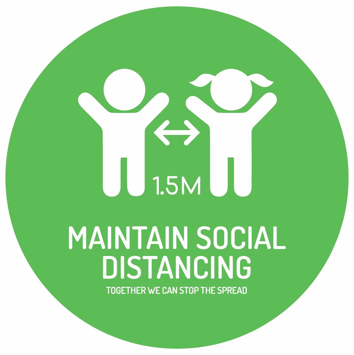 Green & White Social Distancing Kids Floor Sticker - Anti Slip - New Signs