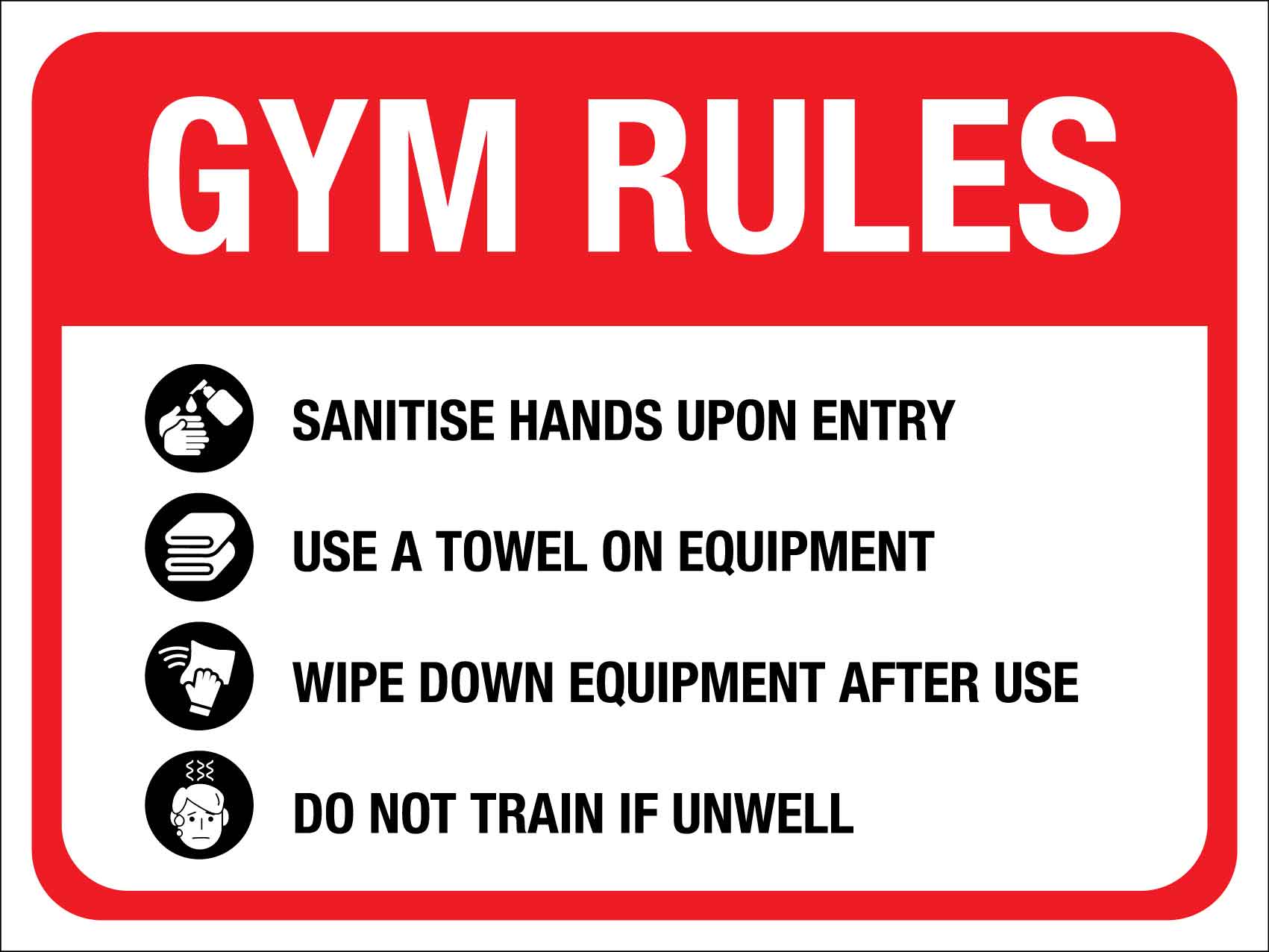 Gym Rules Sign - New Signs