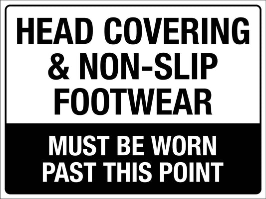 Head Covering Non Slip Footwear Sign - New Signs