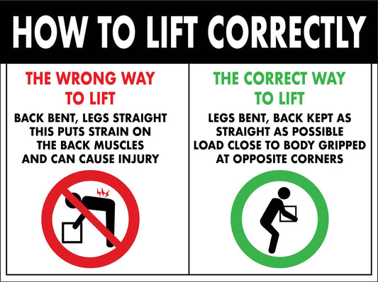 How To Lift Correctly Sign - New Signs