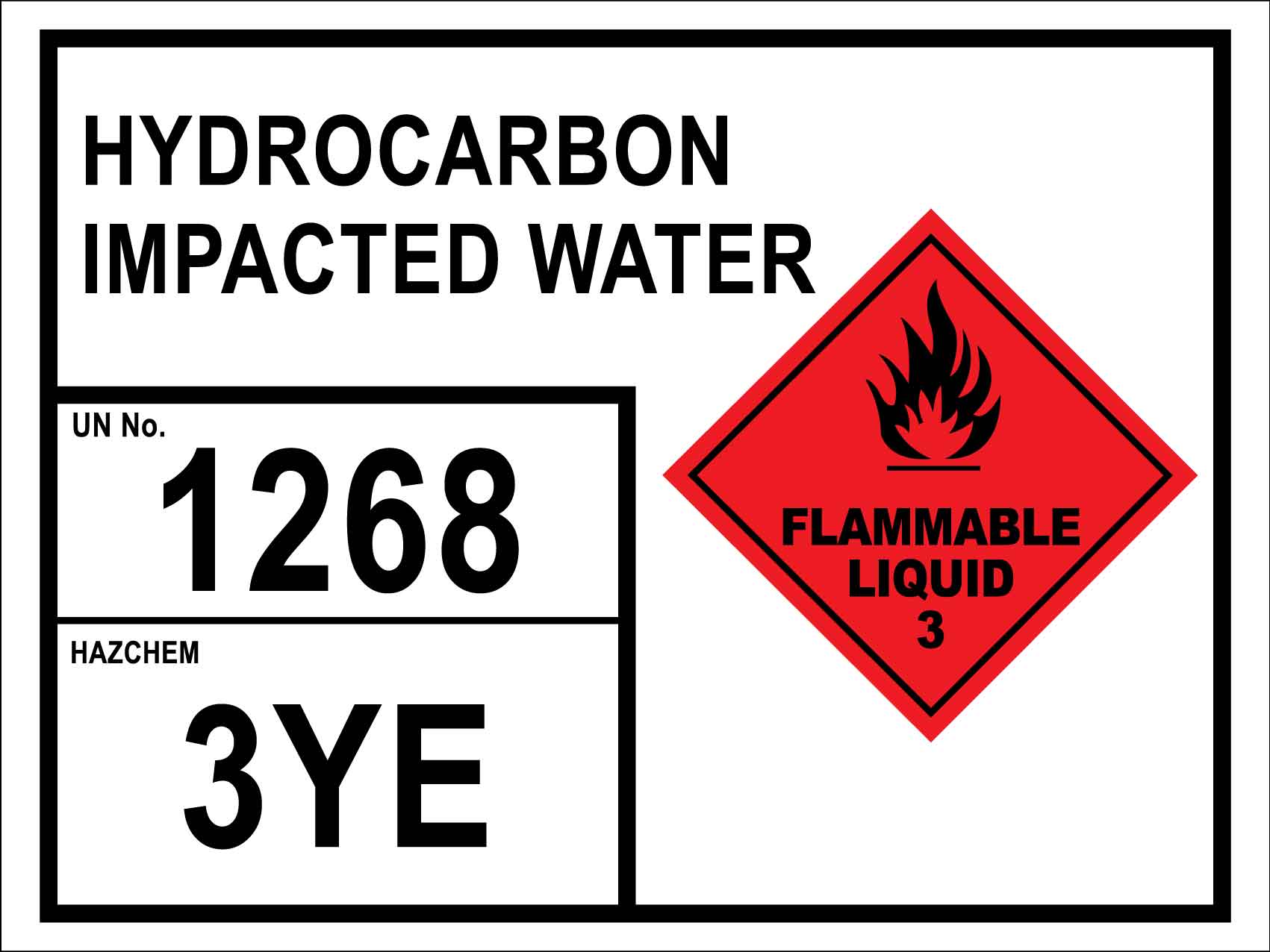 Hydrocarbon Impacted Water 1268 3YE Sign - New Signs