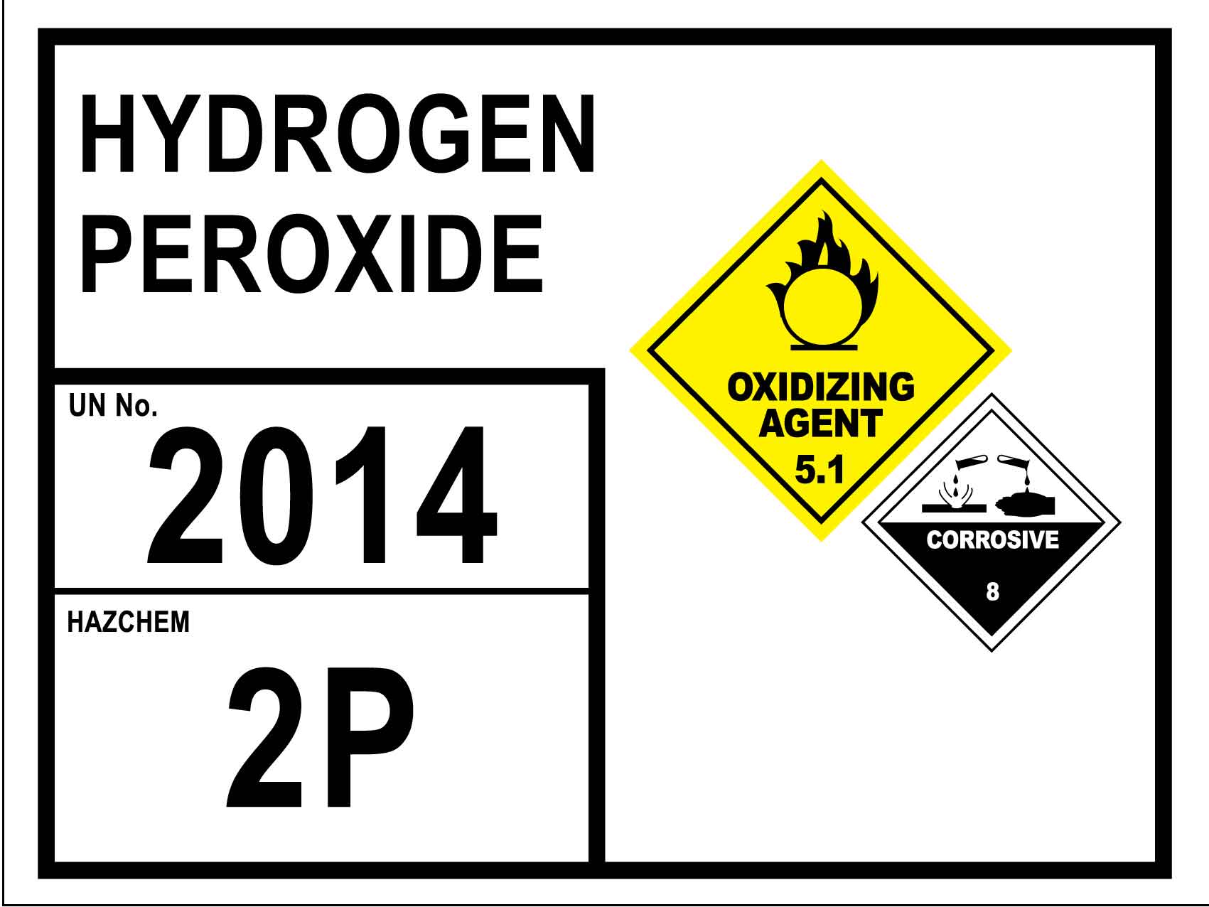 Hydrogen Peroxide 2014 2P Sign - New Signs