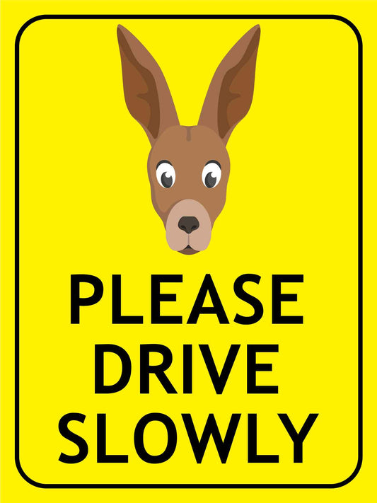 Kangaroo Face Please Drive Slowly Bright Yellow Sign - New Signs