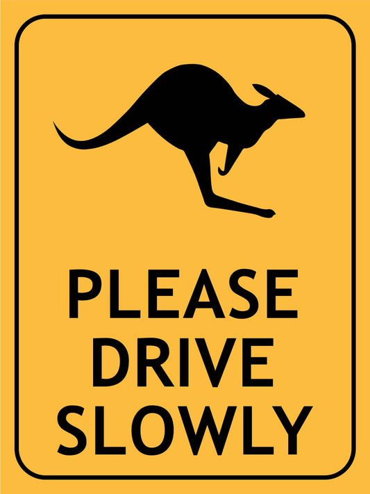 Kangaroo Please Drive Slowly Sign - New Signs