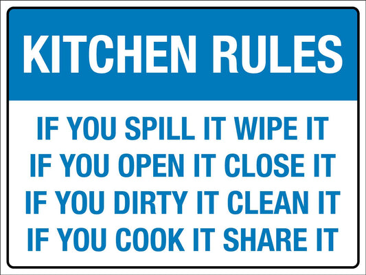 Kitchen Rules Sign - New Signs