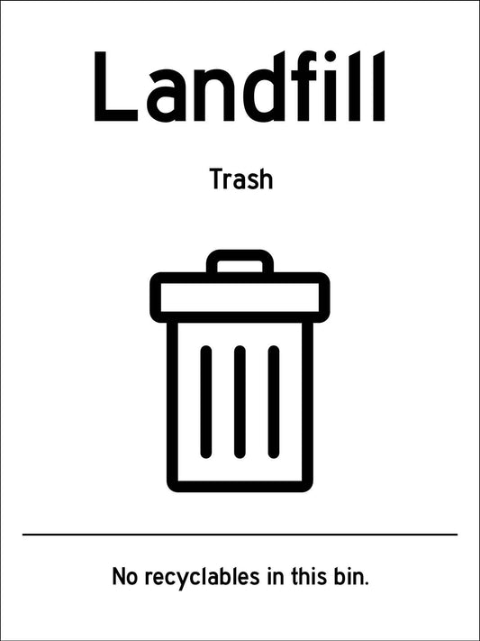 Landfill Trash No Recyclables In This Bin Sign - New Signs