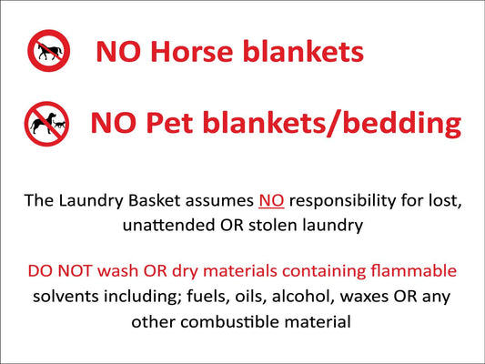 Laundry Rooms No Pet Blankets Sign - New Signs
