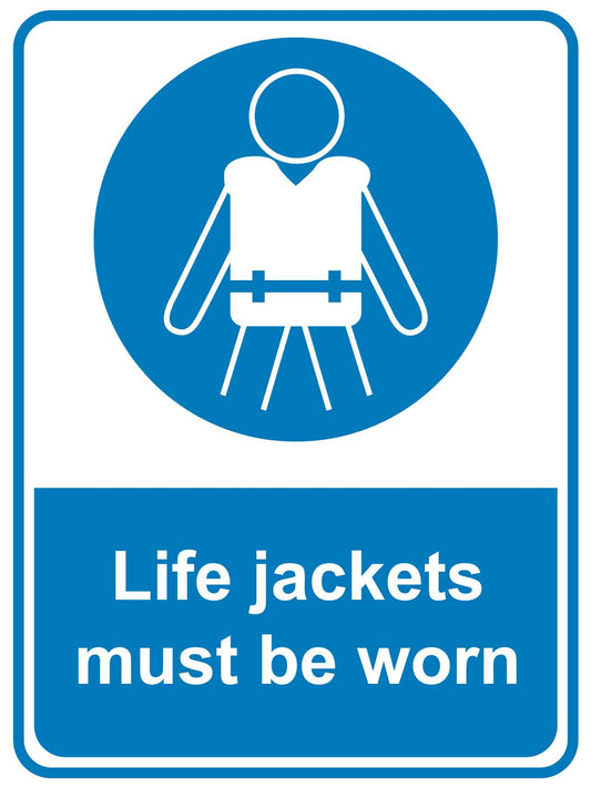 Life Jackets Must Be Worn Sign - New Signs
