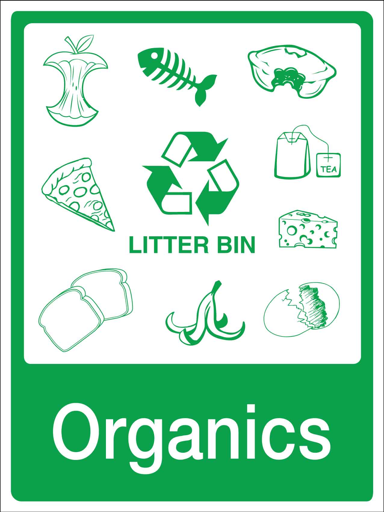 Litter Bin Organics Sign - New Signs