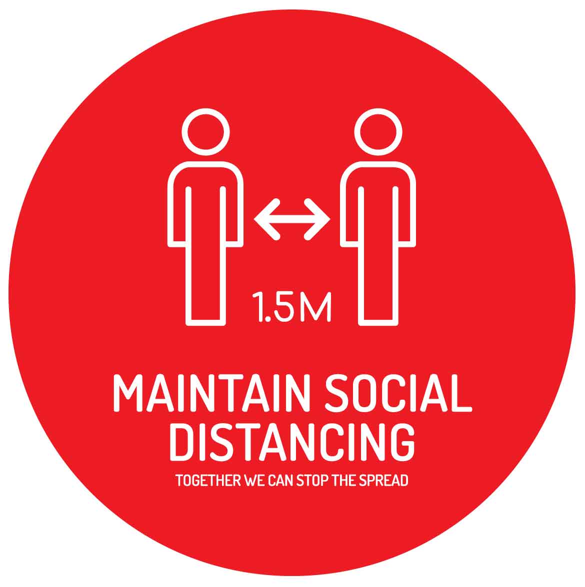 Maintain Social Distancing Floor Graphic Sign - Red And White - New Signs