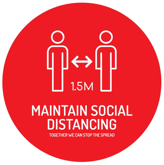 Maintain Social Distancing Floor Graphic Sign - Red And White - New Signs