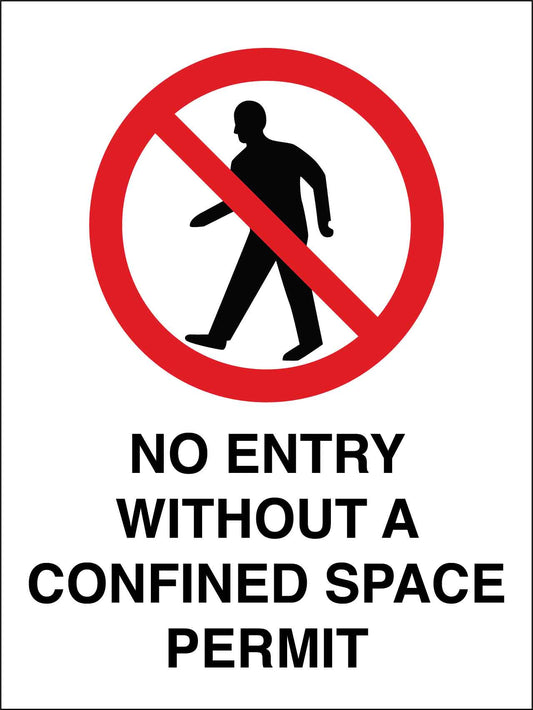 No Entry Without A Confined Space Permit Sign - New Signs