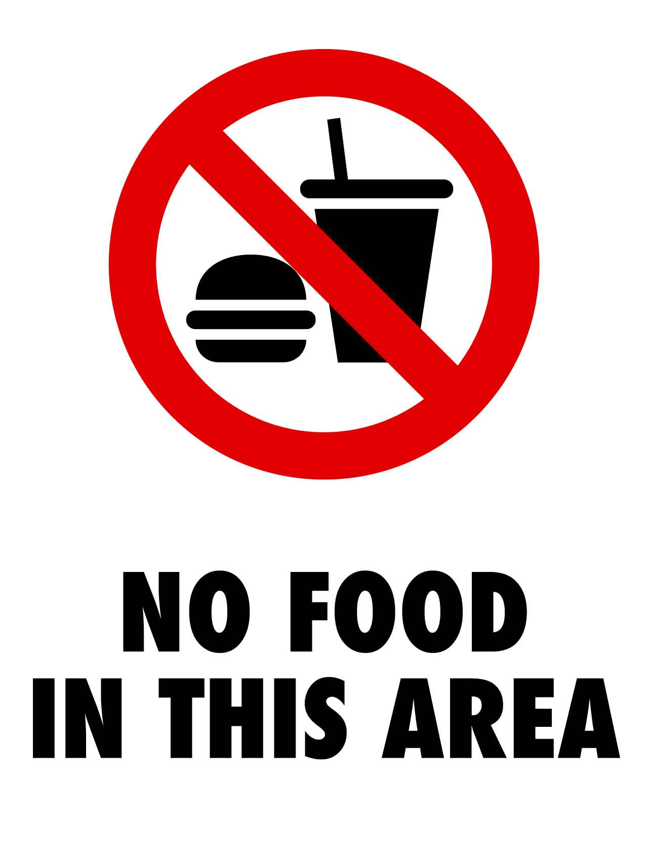 No Food In This Area Sign - New Signs