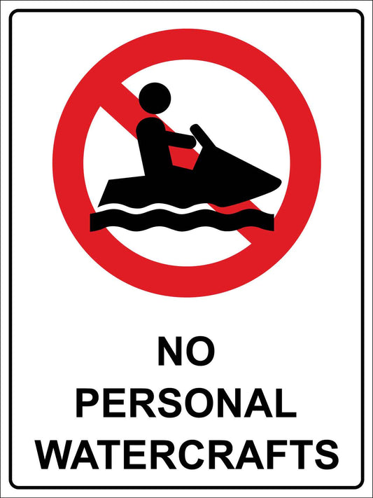 No Personal Watercrafts Sign - New Signs
