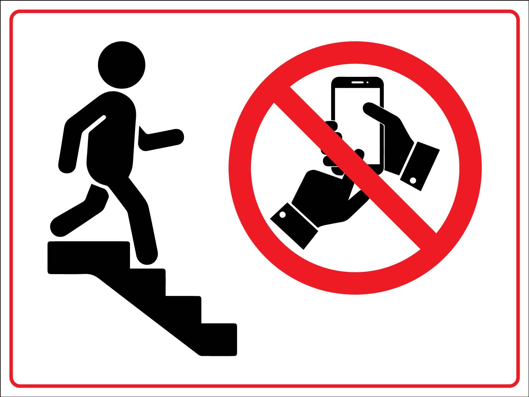 No Phone In Stairs Sign - New Signs