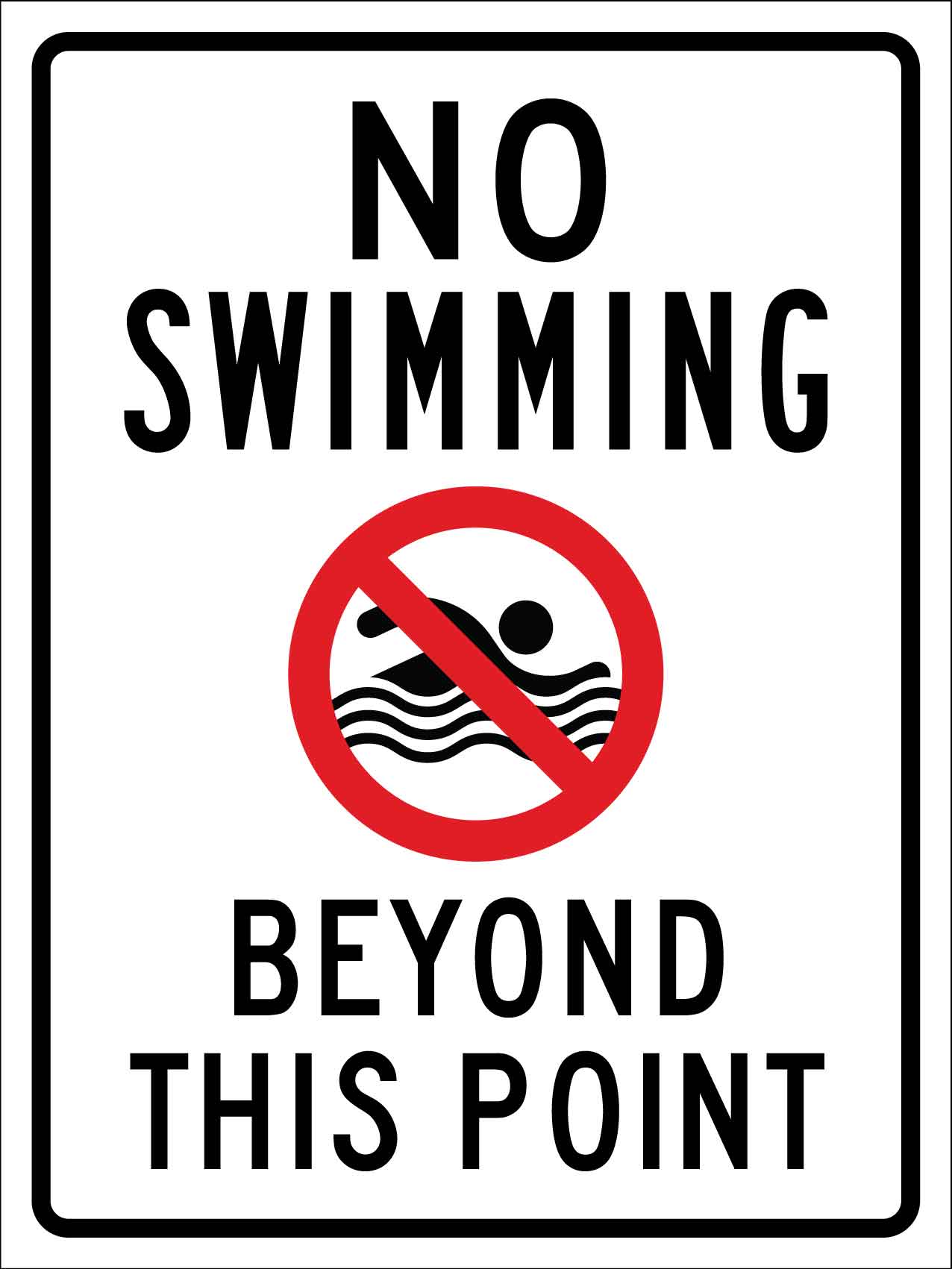 No Swimming Beyond This Point Sign - New Signs