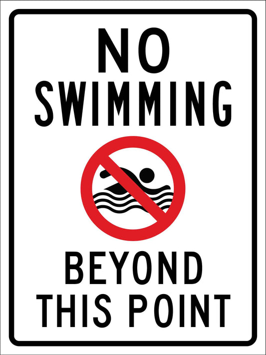 No Swimming Beyond This Point Sign - New Signs