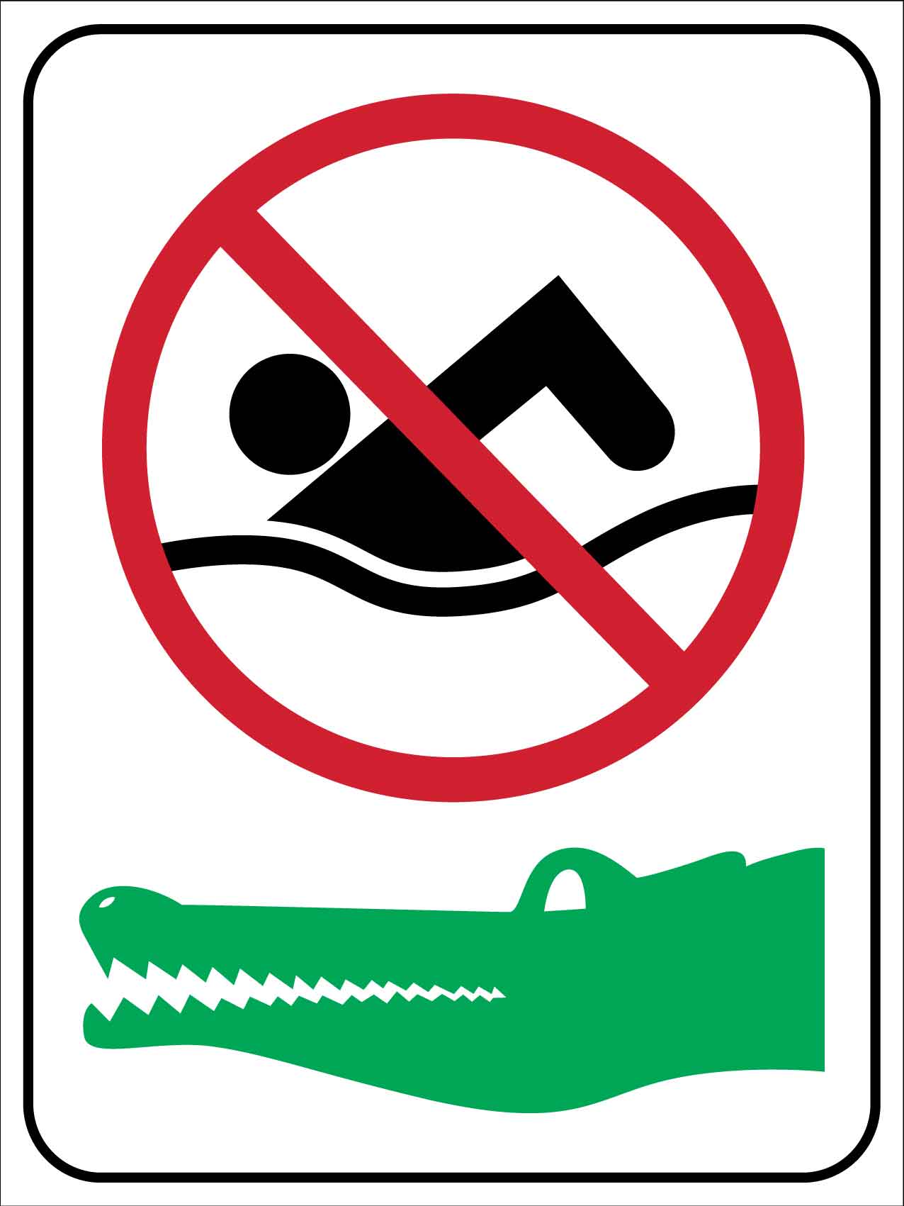 No Swimming Crocodiles Sign - New Signs
