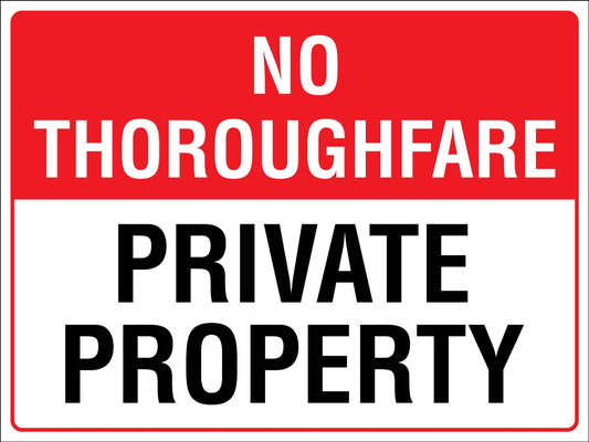 No Thoroughfare Private Property Sign - New Signs