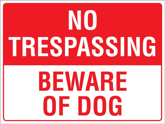 No Trespassing Beware Of Dog Sign - New Signs
