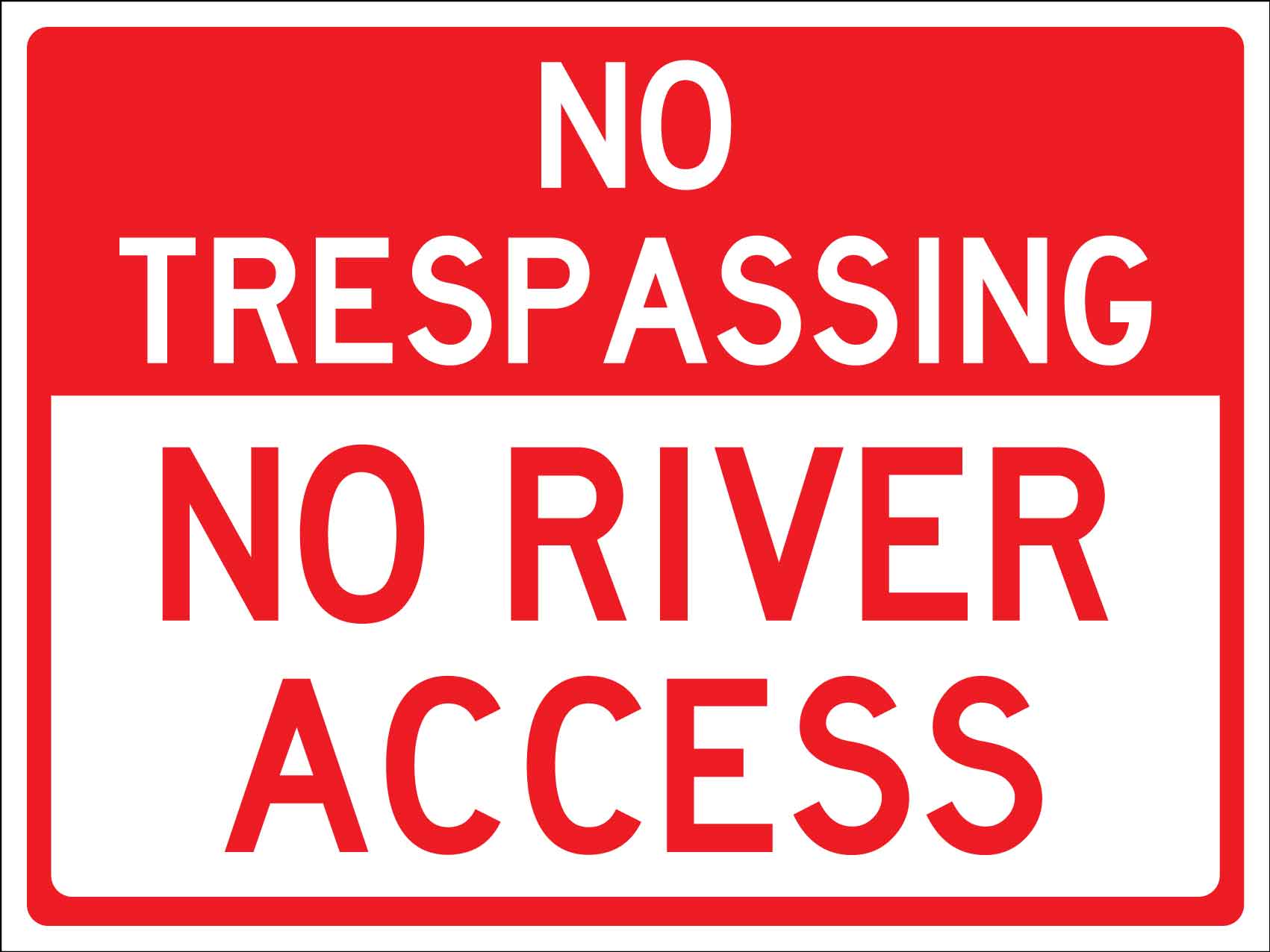 No Trespassing No River Access Sign - New Signs