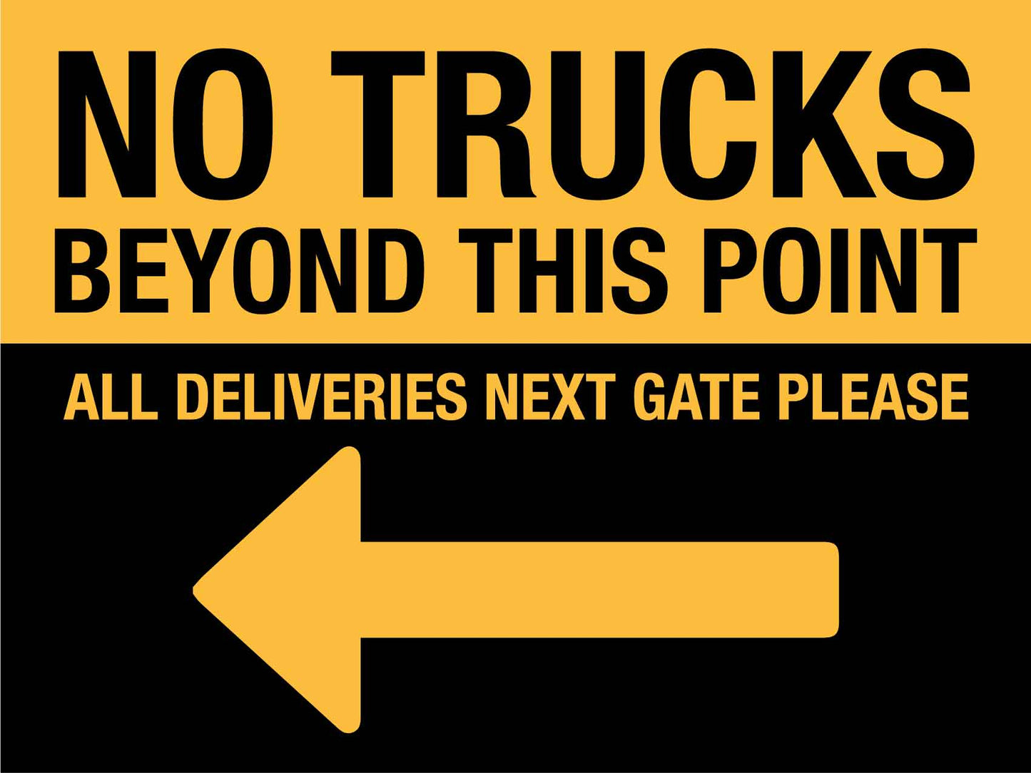 No Trucks Beyond This Point (Left Arrow) Sign - New Signs