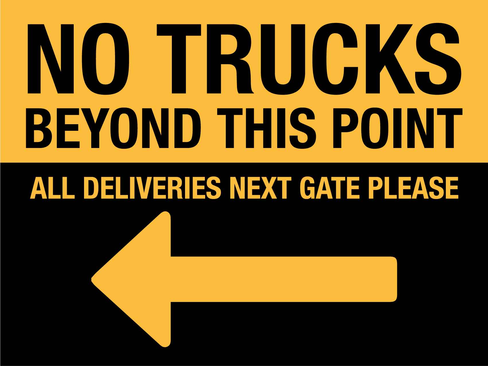 No Trucks Beyond This Point (Left Arrow) Sign - New Signs