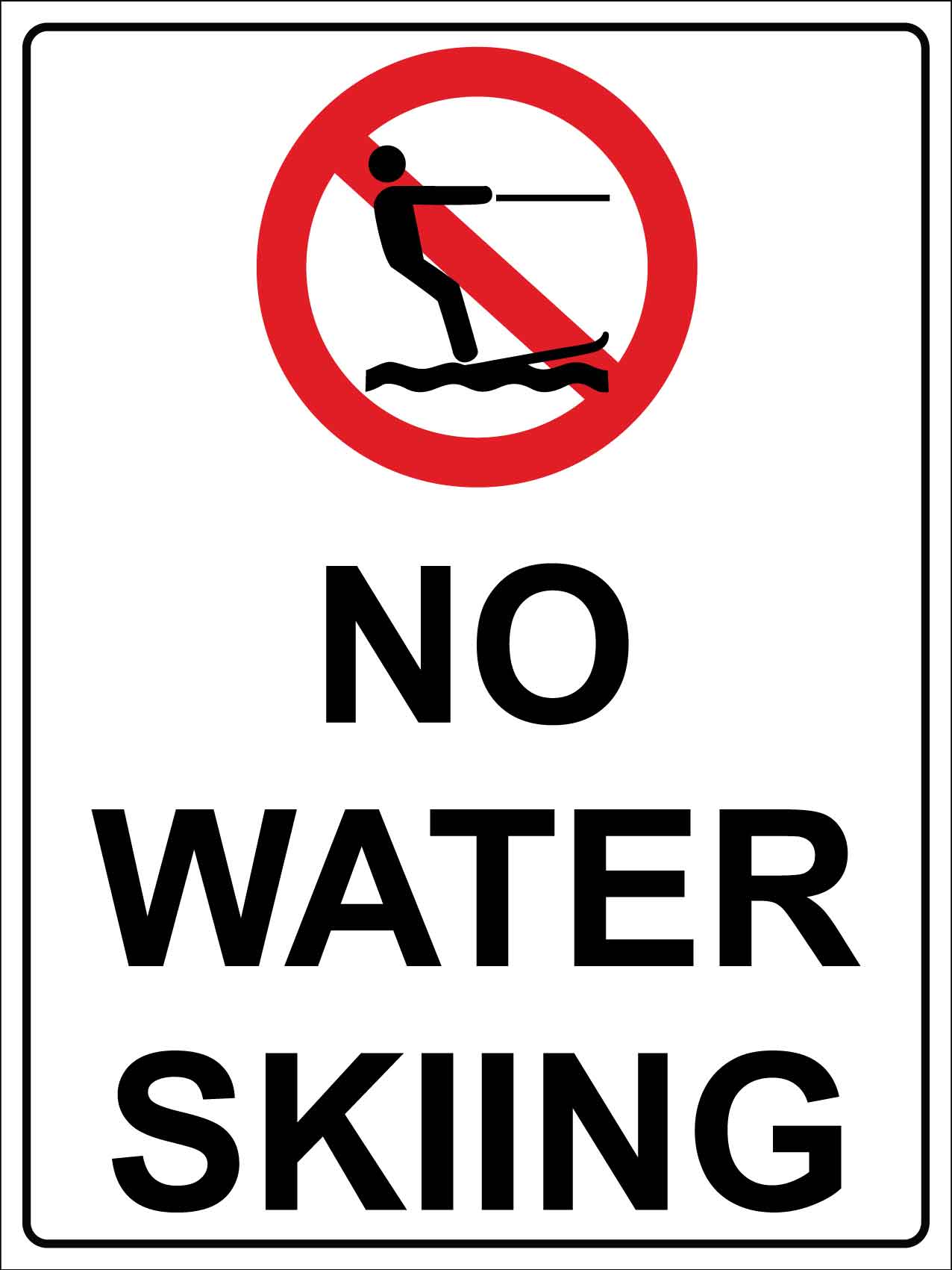 No Water Skiing Sign - New Signs