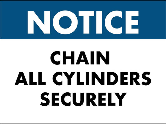 Notice Chain All Cylinders Securely Sign - New Signs