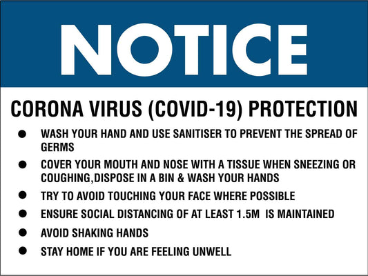 Notice - Coronavirus - Prevention Sign - New Signs