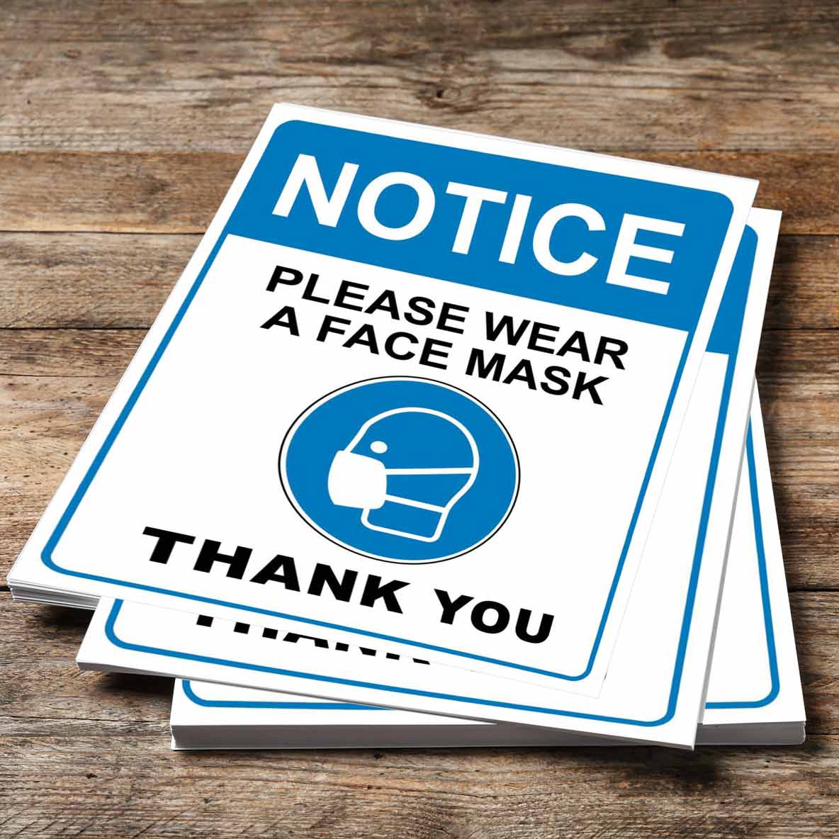 Notice Face Mask Required Beyond This Point Blue Sign - New Signs