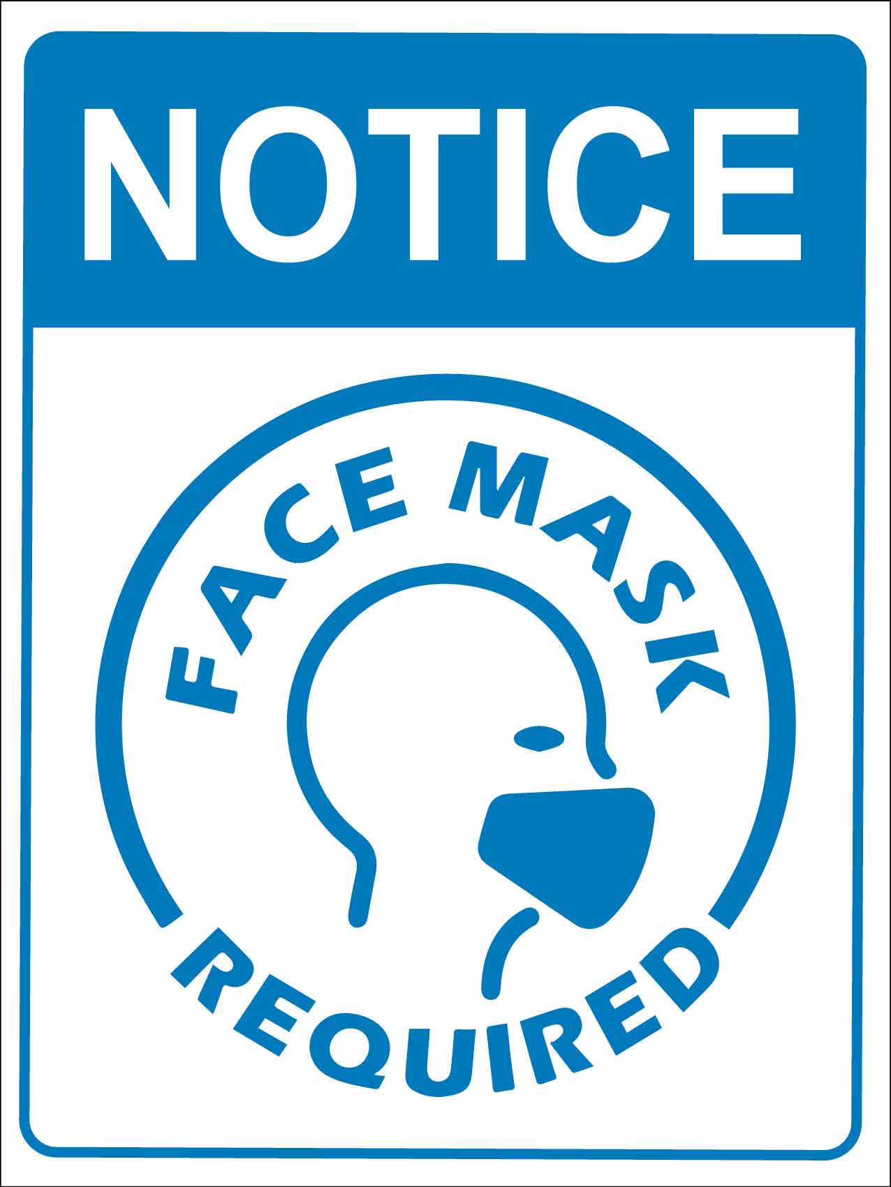 Notice Face Mask Required Image Blue Sign - New Signs