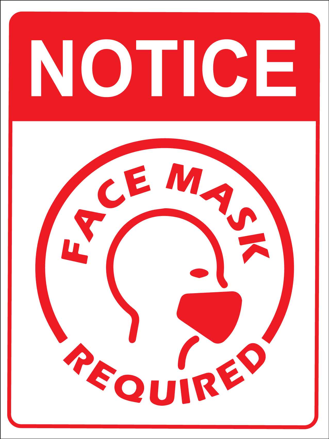 Notice Face Mask Required Image Red Sign - New Signs