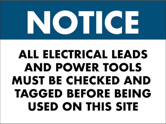 Notice Power Tools Checked Sign - New Signs