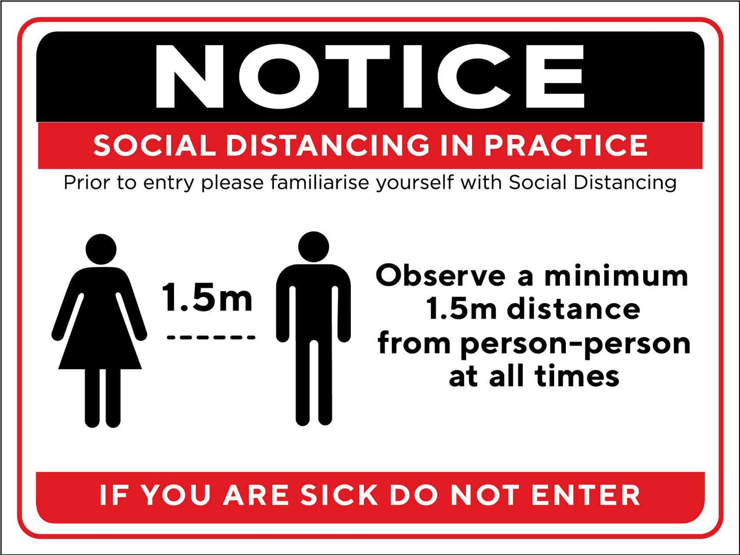 Notice Social Distancing Practice Sign - New Signs