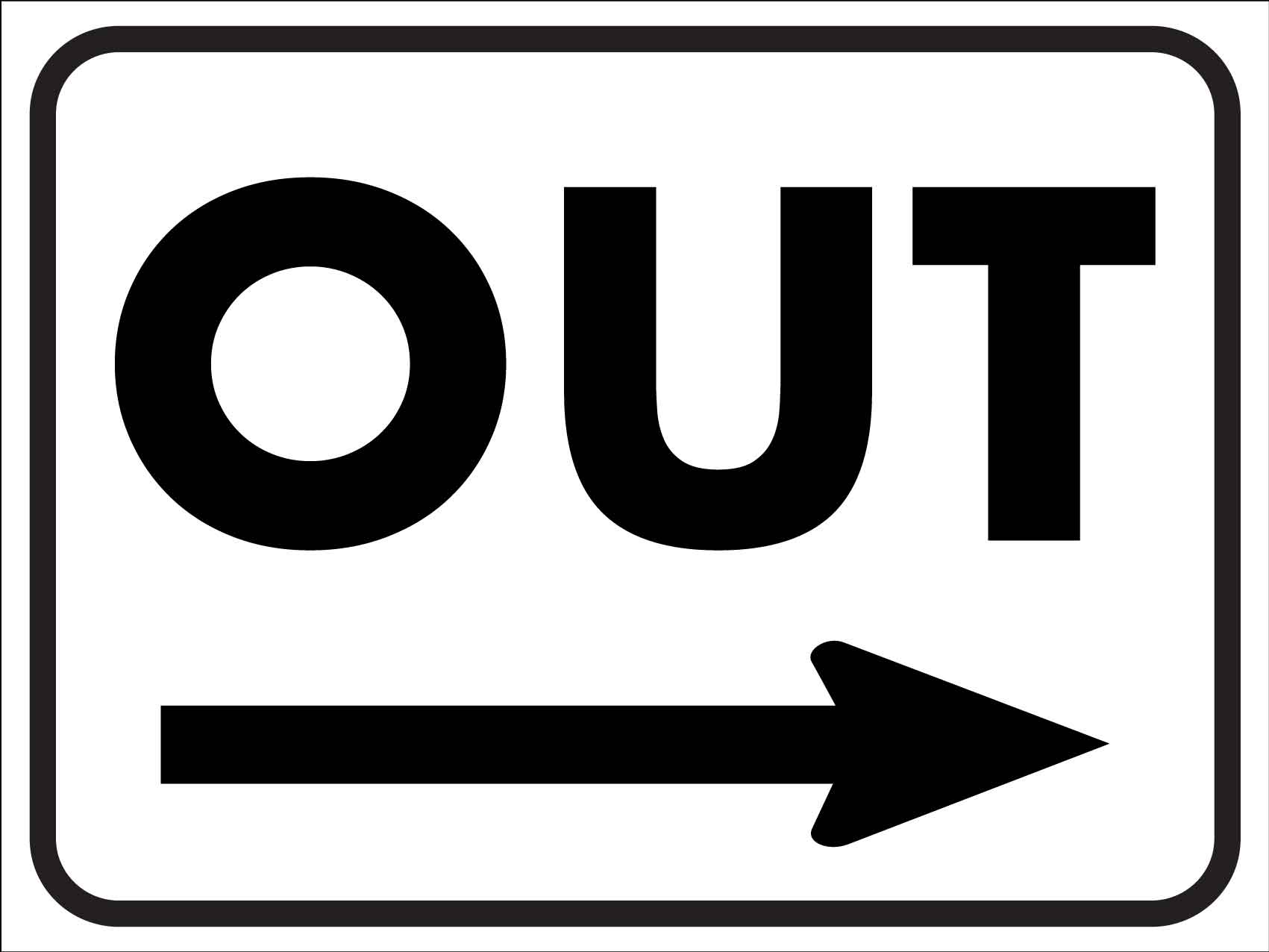 Out (Right Arrow) Sign - New Signs