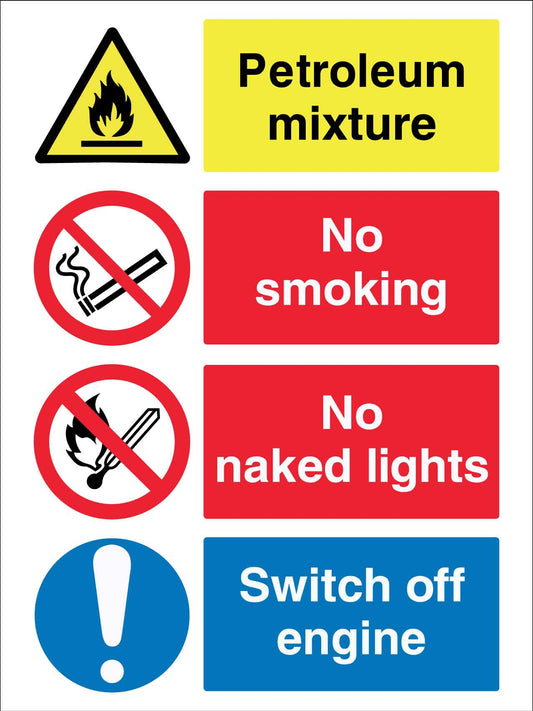 Petroleum Mixture No Smoking No Naked Lights Sign - New Signs