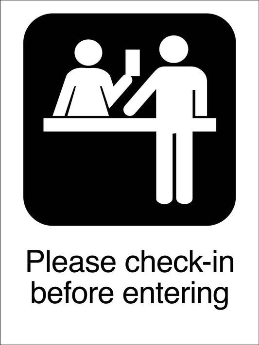 Please Check - in Before Entering Sign - New Signs