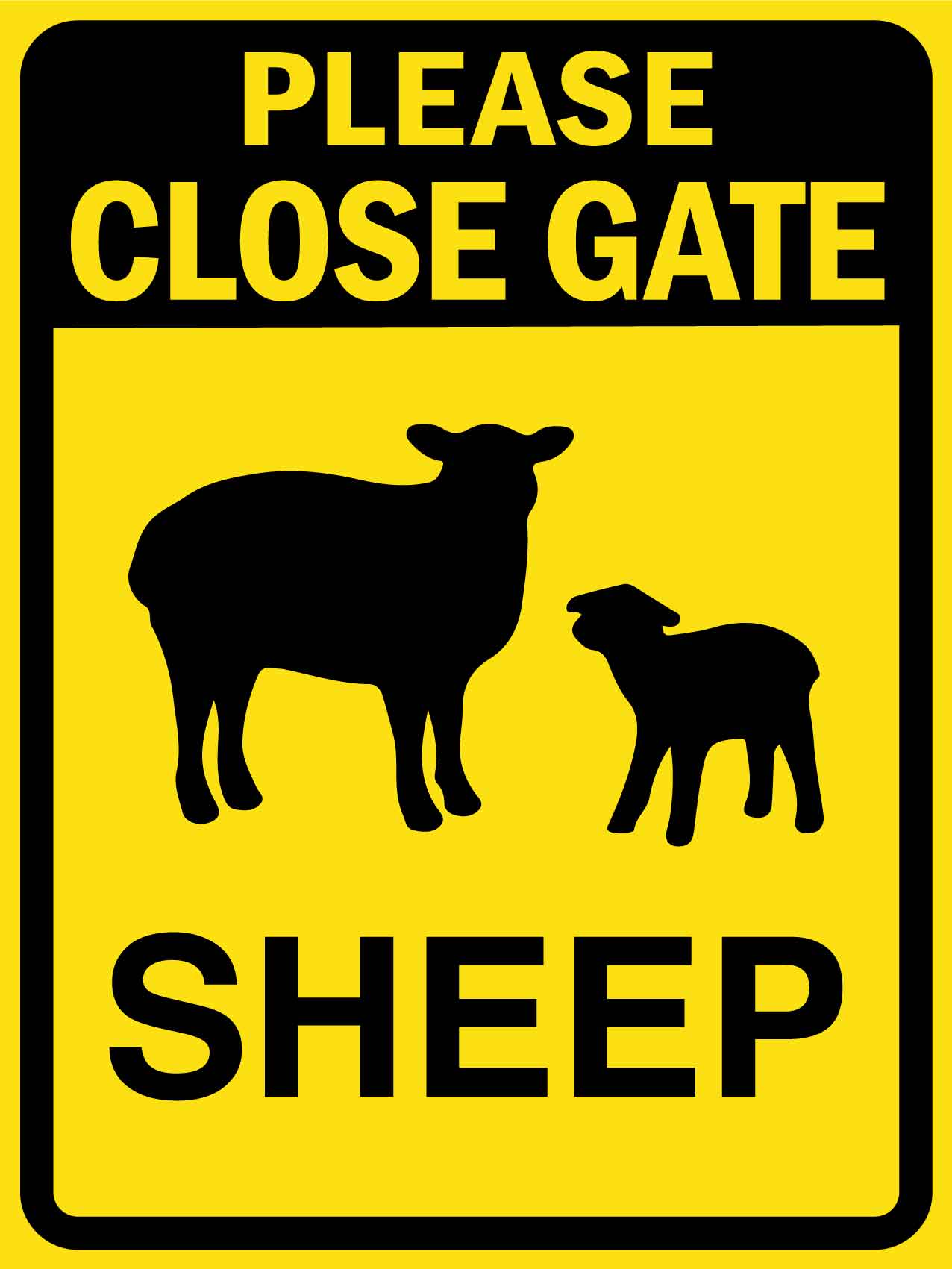 Please Close Gate Sheep Sign - New Signs