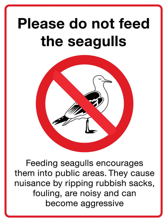 Please Do Not Feed the Seagulls Sign - New Signs