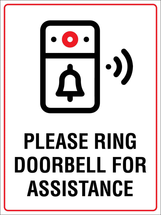 Please Ring Doorbell For Assistance Sign - New Signs