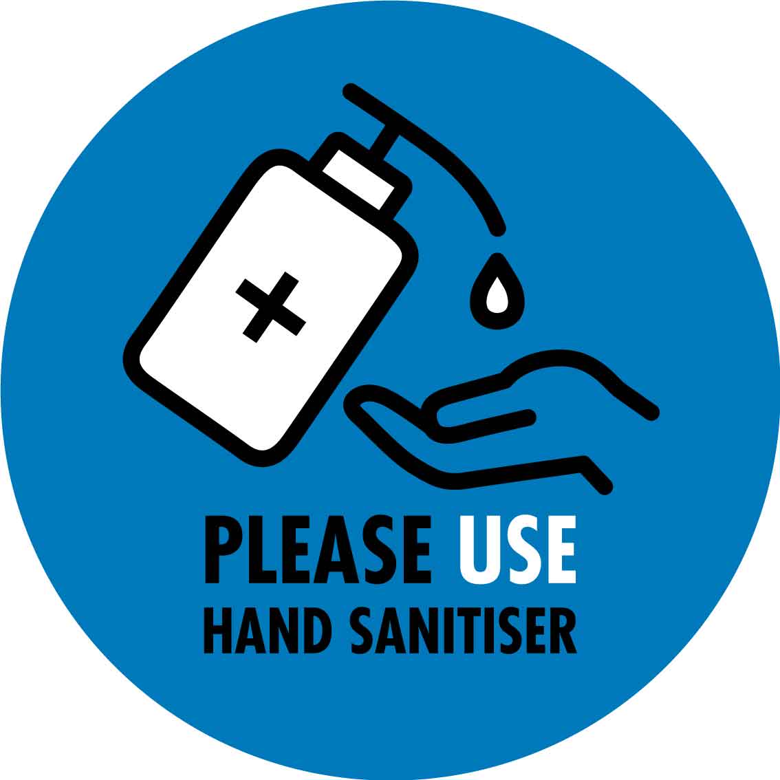 Please Use Hand Sanitiser Blue Decal - New Signs