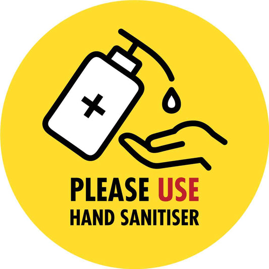Please Use Hand Sanitiser Yellow Decal - New Signs