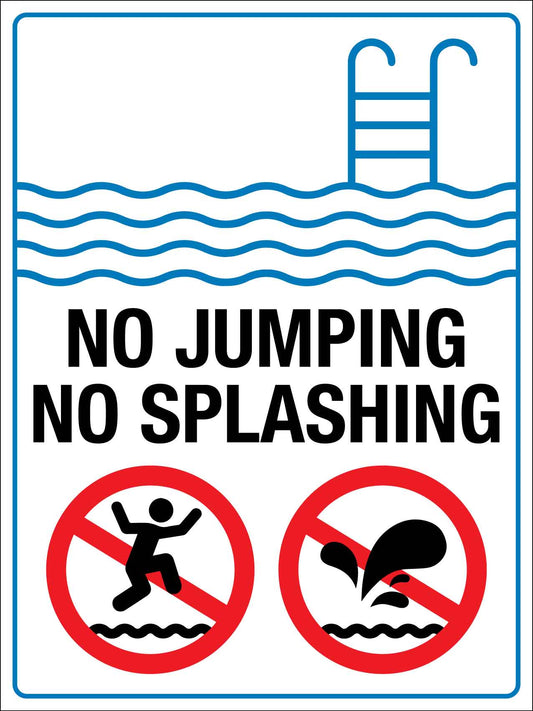 Pool No Jumping No Splashing Sign - New Signs